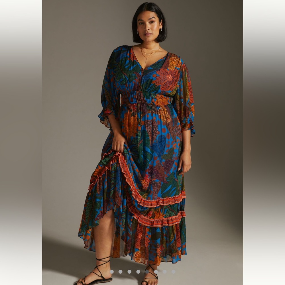 FARM RIO Puff Sleeve Maxi Dress Anthropologie